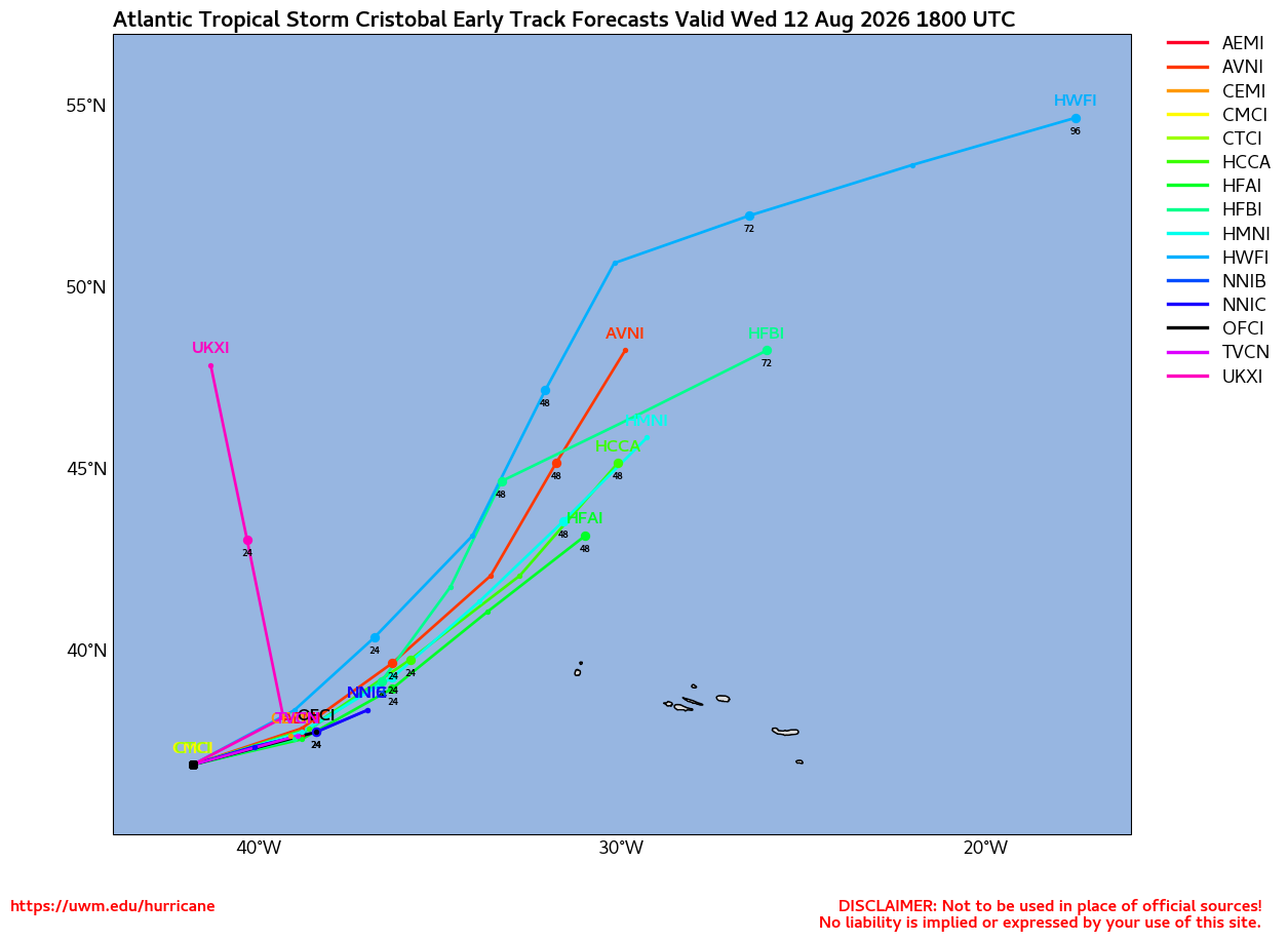 Invest 90L Model Tracks