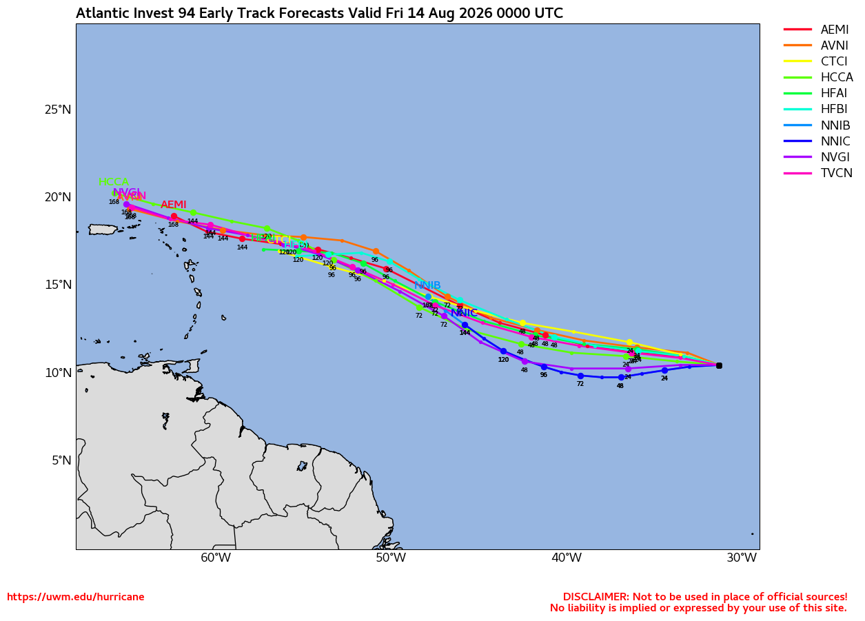 Invest 94L Model Tracks