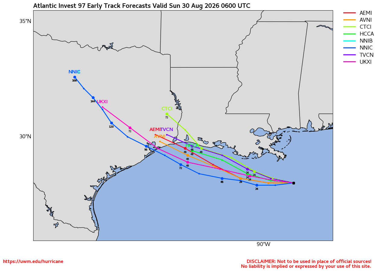 Invest 97L Model Tracks