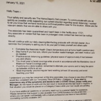 A letter stating that an employee tested positive for COVID