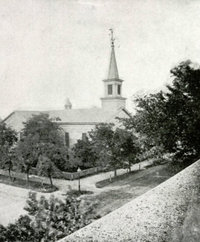 Historical photograph of The Little White Church, home to First Presbyterian.