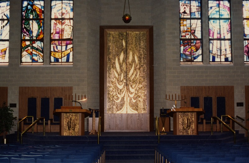 Photograph of the sanctuary (closed) at Beth El's Mequon location. This houses the Torah's when not in use.