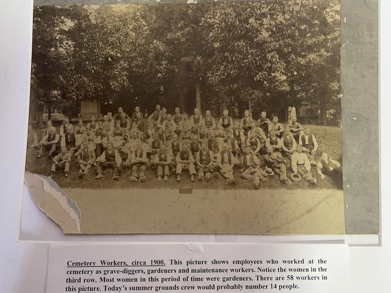 Photo of 58 Forest Home workers circa 1900 with description below photo.