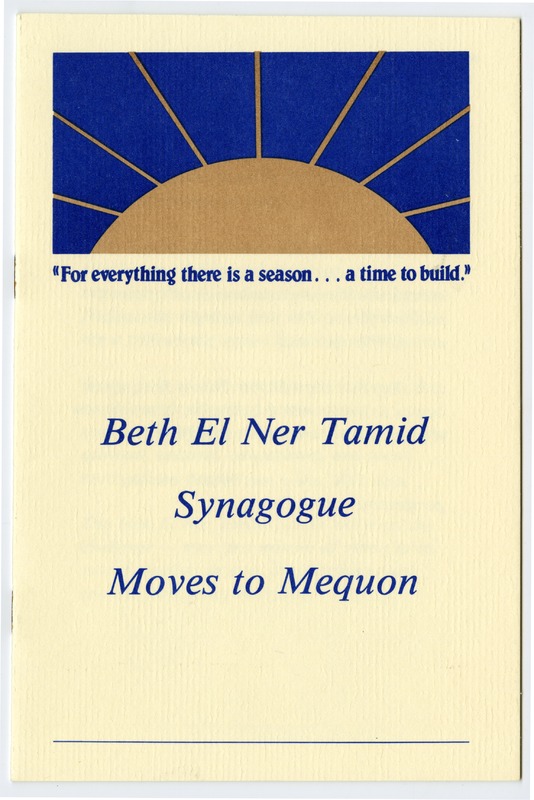 Pamphlet created by the Beth El Ner Tamid congregation to inform the community about their move.