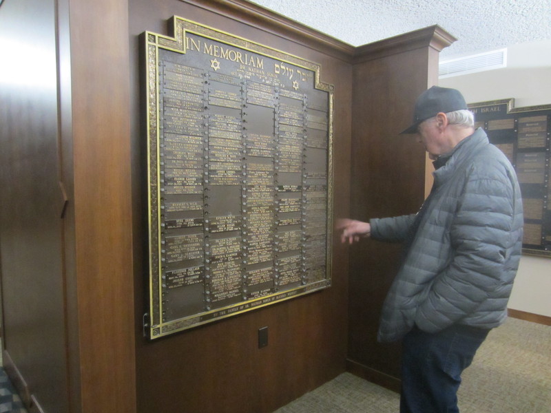 Photograph of Yahrzeit memorial plaques.