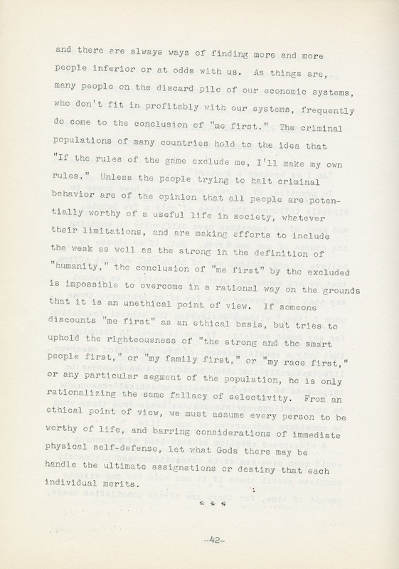 "A Plea for Social Consciousness"  by Richard Kujoth. This article was printed in the 1962 issue of the First Unitarian Societies newsletter, the "Chanticleer." Page 2.