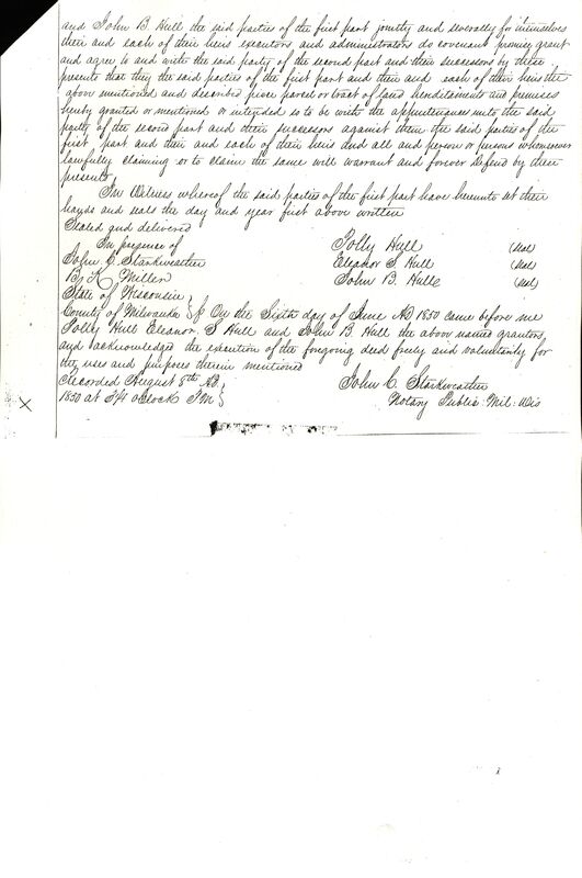 Photo of page three of original deed.