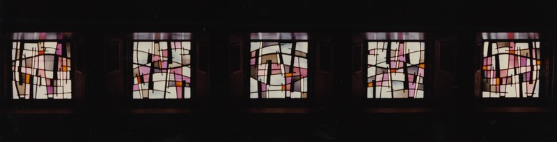 Photograph of stained glass windows.