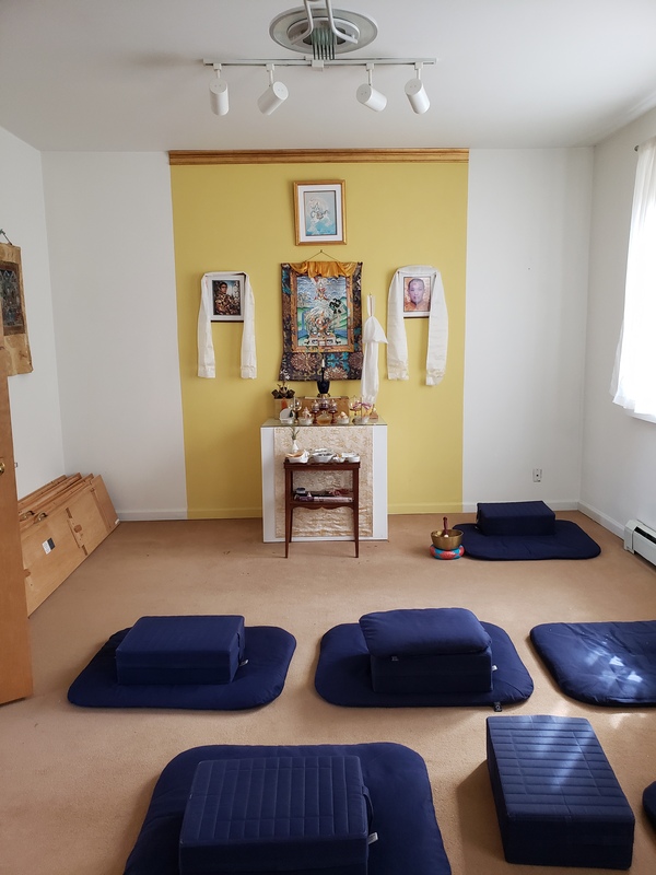 Photograph of the advanced meditation space at the Shambhala Meditation Center of Milwaukee at their current location on Oakland Ave.