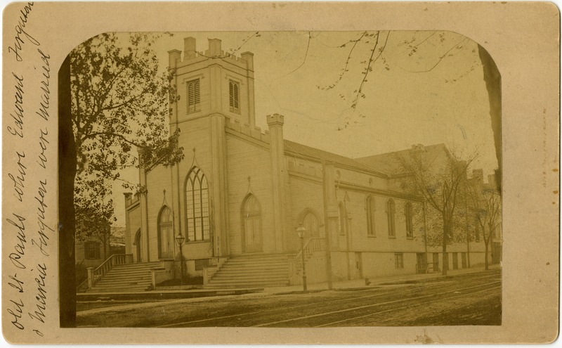 Historical photograph of the first permanent church of St. Paul's Episcopal.