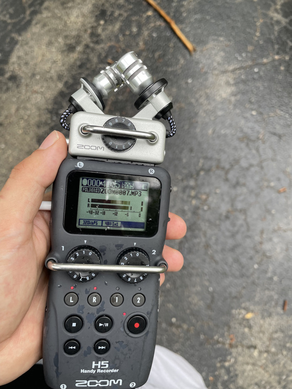 Photo of recording device (Zoom H-5) taken during tour