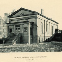 Historical photograph of the First Church of the First Unitarian Society of Milwaukee, 1843-1849