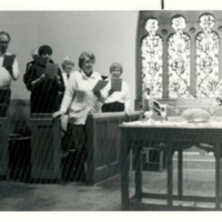 Historical photograph of the Westminster Presbyterian Church choir in the 1990s.