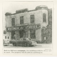 Historical photograph of the first synagogue for Congregation B'ne Jeshurun.