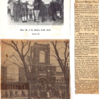 Newspaper clippings from 1958 detailing St. Matthew's purchase of its current building. Also pictured is Reverend W.J.G. Mclin, pastor of St. Matthew's at the time of purchase.