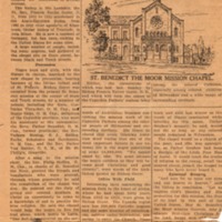 1923 article from the Catholic Herald describing the laying of the cornerstone of the St. Benedict the Moor chapel.