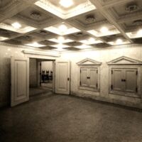 Photo of crematorium and the two crematories located in basement of chapel.