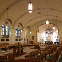 Photograph of the 2019 interior of St. Benedict the Moor Roman Catholic Church.