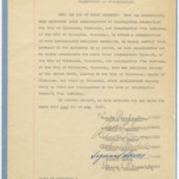 Binding agreement certificate for the merge of the Emanu-El and B'ne Jeshurun congregations in 1927. Page one.