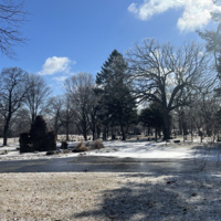 Photo of current cemetery landscape in winter 2022.
