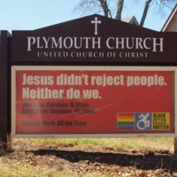 Photograph of the Plymouth Church sign.