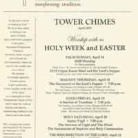 Program for Immanuel Presbyterian Church's Easter Week services, April 2019.