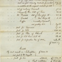 Document listing costs involved in building the first St. Paul's Church on Mason and Jefferson.