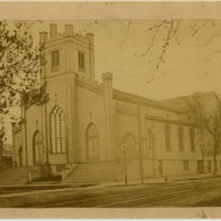 Historical photograph of the first permanent church of St. Paul's Episcopal.