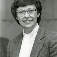 Portrait photograph of Rev. Mary Ann Neevel, pastor of Plymouth Church from 1979 to 2005.