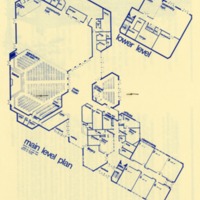 Page of blueprint plans from the pamphlet created by the Beth El Ner Tamid congregation.
