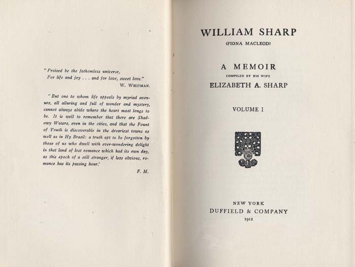 William Sharp (Fiona Macleod) a Memoir