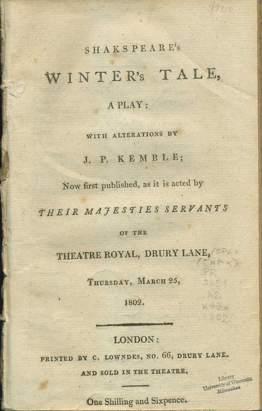 Shakespeare&#039;s Winter&#039;s Tale, a Play